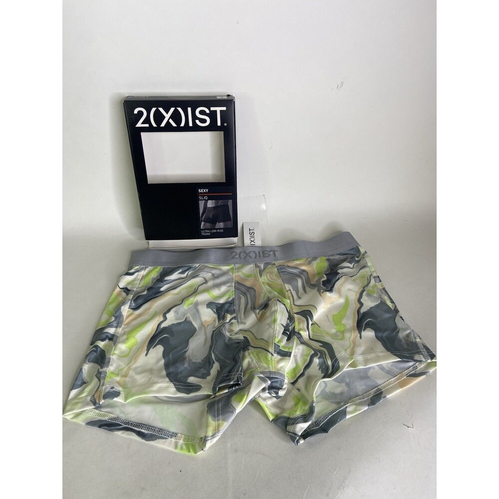 2xist Sexy Sliq Ultra Low Rise Trunk Boxer Brief Marble Print Mens Size S